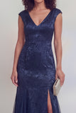 Jacquard Mermaid Sage Green V Neck Maxi Mother of the Bride Dress