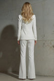 Shawl Lapel White 2-Piece Women Work Suits With Sequins