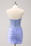 Fuchsia Sweetheart Corset Tight Homecoming Dress with Beading