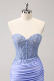 Fuchsia Sweetheart Corset Tight Homecoming Dress with Beading