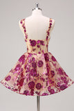 Sparkly White A-Line Floral Corset Mini Dress