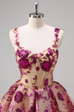 Sparkly White A-Line Floral Corset Mini Dress