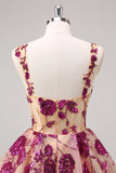 Sparkly White A-Line Floral Corset Mini Dress