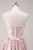 Cute Blue A-Line Sweetheart Brocade Corset Long Prom Dress