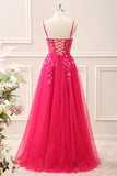 Royal Blue Corset Sequined A Line Tulle Maxi Dress with Appliques