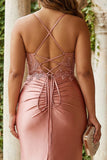 Mermaid Appliqued Ruched Plus Size Army Green Prom Dress