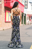 Mermaid Appliqued Blue Prom Dress with Sequins