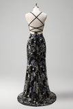 Peacock Mermaid Appliqued Prom Dress with Sequins