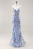 Peacock Mermaid Appliqued Prom Dress with Sequins