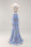 Peacock Mermaid Appliqued Prom Dress with Sequins