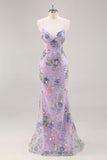 Peacock Mermaid Appliqued Prom Dress with Sequins