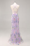 Sequins Mermaid Spaghetti Straps Pink Prom Dress with Appliques