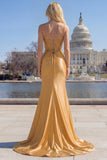 Mermaid Satin Gloden Sequined Corset Prom Dress