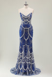 Luxury Dark Green Beading Strapless Mermaid Prom Dress