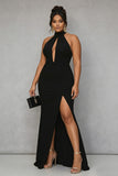 Black Mermaid Halter Cut Out Plus Size Formal Dress