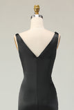 Black and White Mermaid V Neck Long Formal Dress