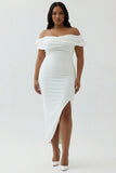 White Off the Shoulder Plus Size Engagement Dress