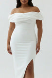 White Off the Shoulder Plus Size Engagement Dress
