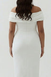 White Off the Shoulder Plus Size Engagement Dress