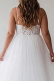 Lace White A Line Spaghetti Straps Plus Size Engagement Dress