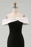 Off the Shoulder Black Matte Satin Mermaid Formal Dress