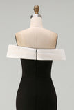 Off the Shoulder Black Matte Satin Mermaid Formal Dress