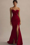 Blue Sweetheart Mermaid Long Formal Dress With Slit