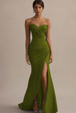 Blue Sweetheart Mermaid Long Formal Dress With Slit