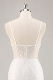 White Bodycon V Neck Mini Graduation Dress With Sequins