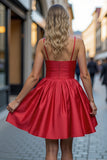 Red A Line Homecoming Dress with 3D Flowers