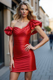 Red Satin Bodycon Homecoming Dress