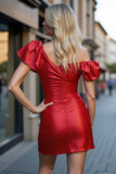 Red Satin Bodycon Homecoming Dress
