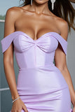 Off The Shoulder Lilac Ruffled Homecoming Dress