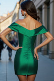 Off The Shoulder Dark Green Keyhole Homecoming Dress