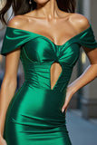 Off The Shoulder Dark Green Keyhole Homecoming Dress