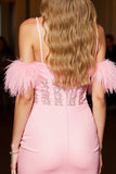 Pink Bodycon Spaghetti Straps Homecoming Dress
