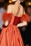 Orange Strapless A Line Homecoming Dress