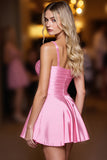 Pink A Line Spaghetti Straps Homecoming Dress