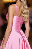 Pink A Line Spaghetti Straps Homecoming Dress