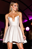 White A Line Satin Homecoming Dress