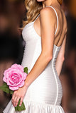 White Ruffled Bodycon Homecoming Dress
