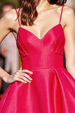 A Line Red Spaghetti Straps Homecoming Dress