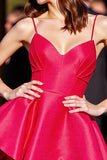 A Line Red Spaghetti Straps Homecoming Dress