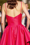 A Line Red Spaghetti Straps Homecoming Dress