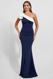 One Shoulder Mermaid Black Tie Dress