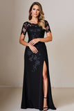 Elegant Black Mother of the Bride Dress with Appliques