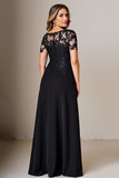 Elegant Black Mother of the Bride Dress with Appliques