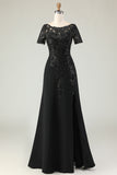 Elegant Black Mother of the Bride Dress with Appliques