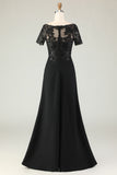 Elegant Black Mother of the Bride Dress with Appliques