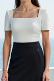 Ivory and Black Sheath Midi Work Dress